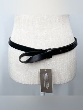 NWT J. Jill Black Italian Leather Knot Belt Medium Large M/L